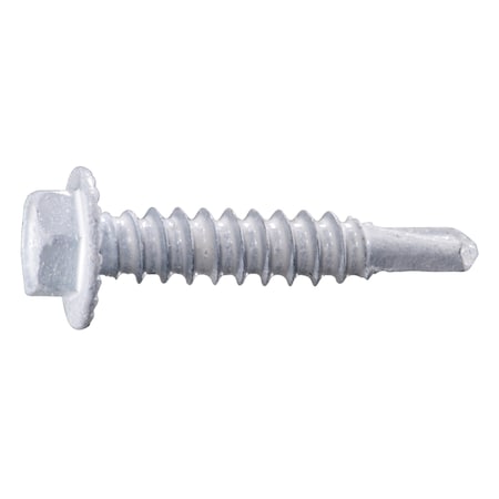 Midwest Fastener Self-Drilling Screw, #10 x 1 in, White Ruspert Steel Flange Hex Head External Hex Drive, 100 PK 54484
